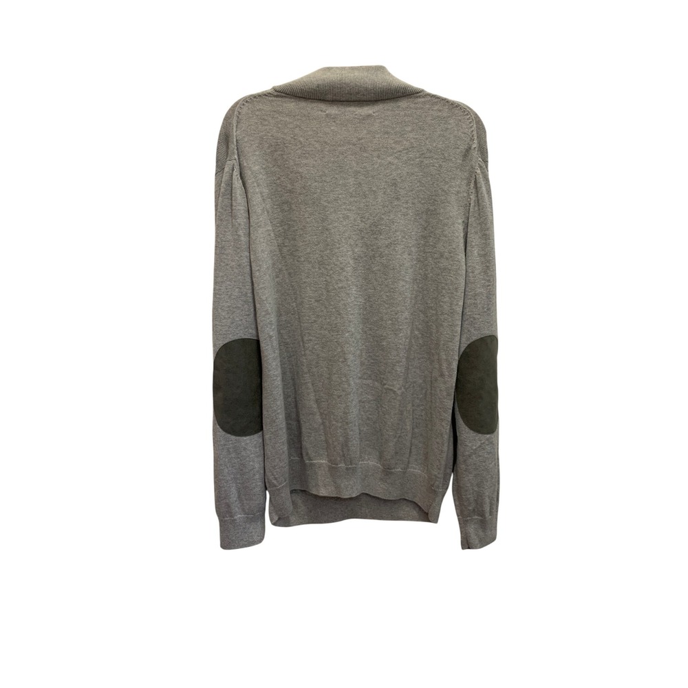 Vineyard Vines Men's XL Gray Pima Cotton Alpaca Quarter Zip Elbow Patch - Picture 3 of 7